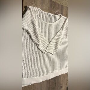 Reitmans 3/4 Length Sleeve Knit White Scoop Neck Shirt Medium